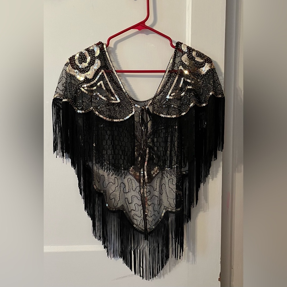 Black and gold shawl. Roaring 20’s event.